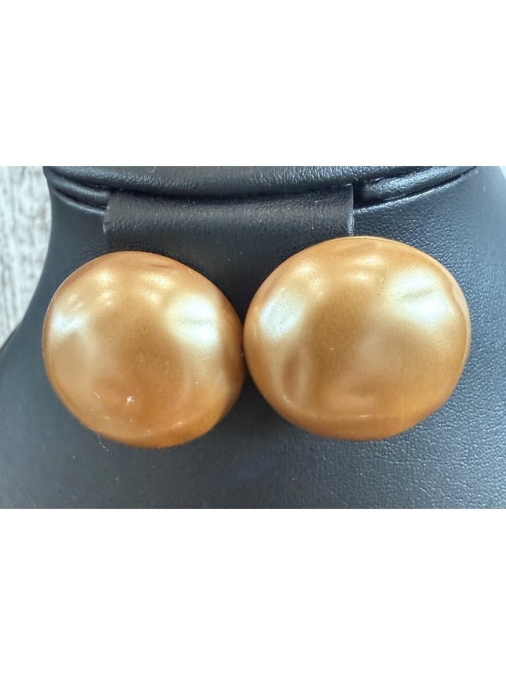 Vintage Carolee Earrings Faux Pearl Dome Gold Tone Clip On 1”